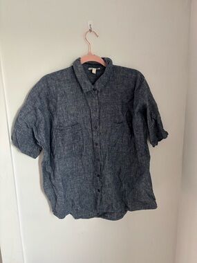 Eileen Fisher Medium Hemp Organic Cotton Blend Button Up
